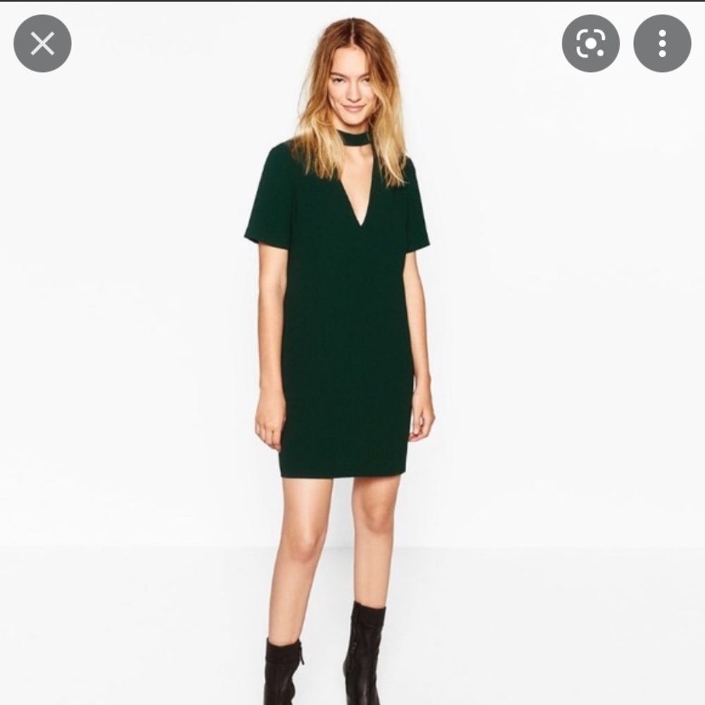 ZARA Forest Green Shift Mini Dress